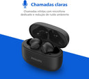 PHILIPS, Fone de Ouvido Sem Fio TWS, TAT1109BK/00, Bluetooth, Com Microfone, Até 24 horas de bateria, Preto