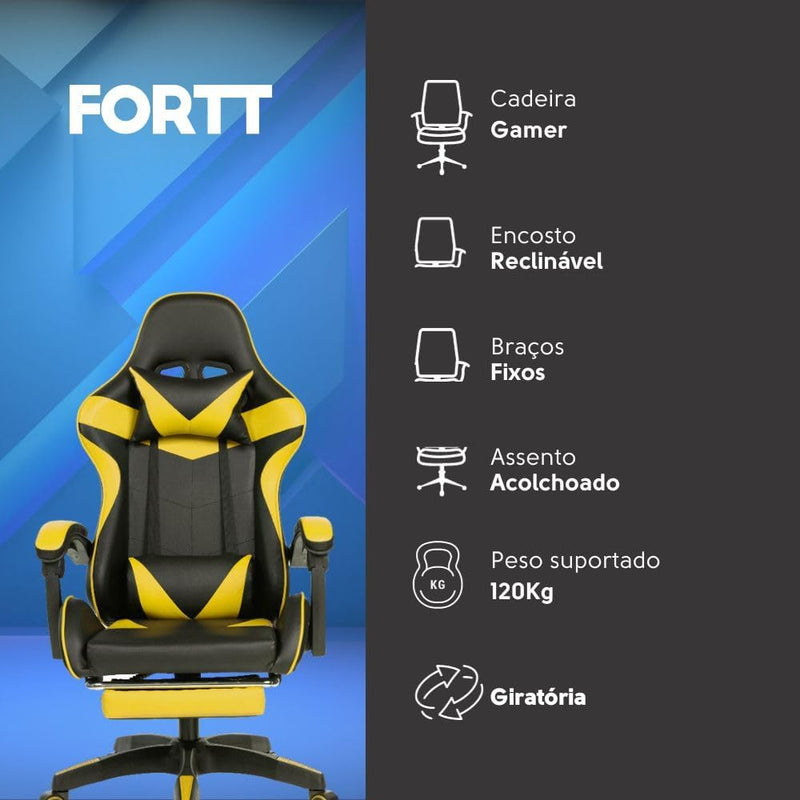 Cadeira Gamer Fortt Xiamen Amarela - CGF011-AM