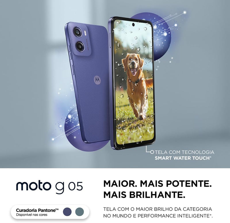Smartphone Motorola Moto g05-128GB 12GB (4GB RAM + 8GB Ram Boost) e Camera 50MP com AI Bateria de 5200 mAh Tela 6.7" com Superbrilho - Cinza