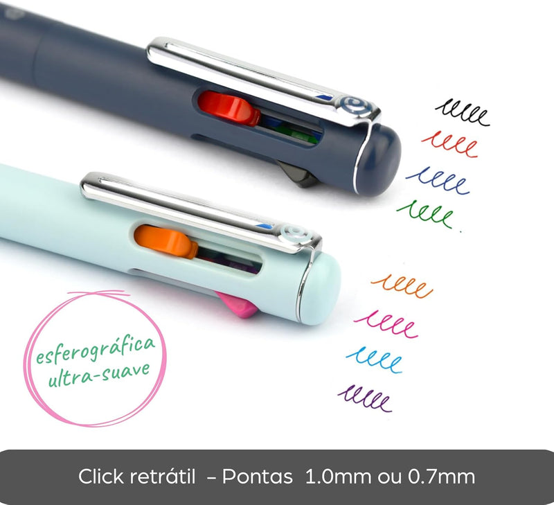 Pentel Caneta Izee 4 Cores 0.7 Corpo Branco Tinta Azul Vermelho Verde e Preto SM/BXC467W