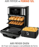 MONDIAL Fritadeira Air Fryer Forno Oven 12L, Preto/Inox, 2000W, 220V - AFON-12L-BI