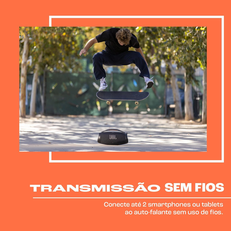 JBL Caixa de Som, Boombox 3, Bluetooth, À Prova D'água e Poeira - Preto