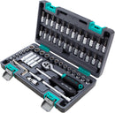 Stels Jogo de Ferramentas 57 Peças 1/4" - Aço Cromo Vanádio - Catraca 72 Dentes + Acessórios - Caixa Plástica Resistente - Ideal para Mecânica e Reparos Domésticos