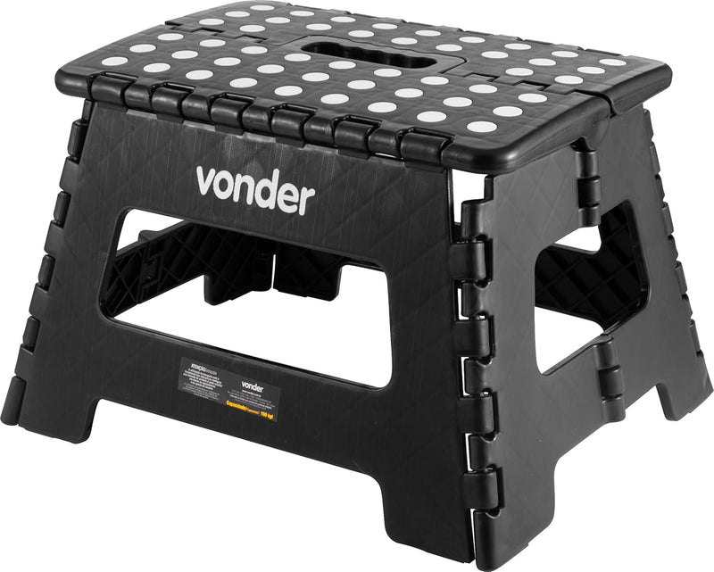 Banqueta Plástica Dobrável, Preta, Altura 220 Mm, Vonder