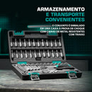 Stels Jogo de Ferramentas 57 Peças 1/4" - Aço Cromo Vanádio - Catraca 72 Dentes + Acessórios - Caixa Plástica Resistente - Ideal para Mecânica e Reparos Domésticos